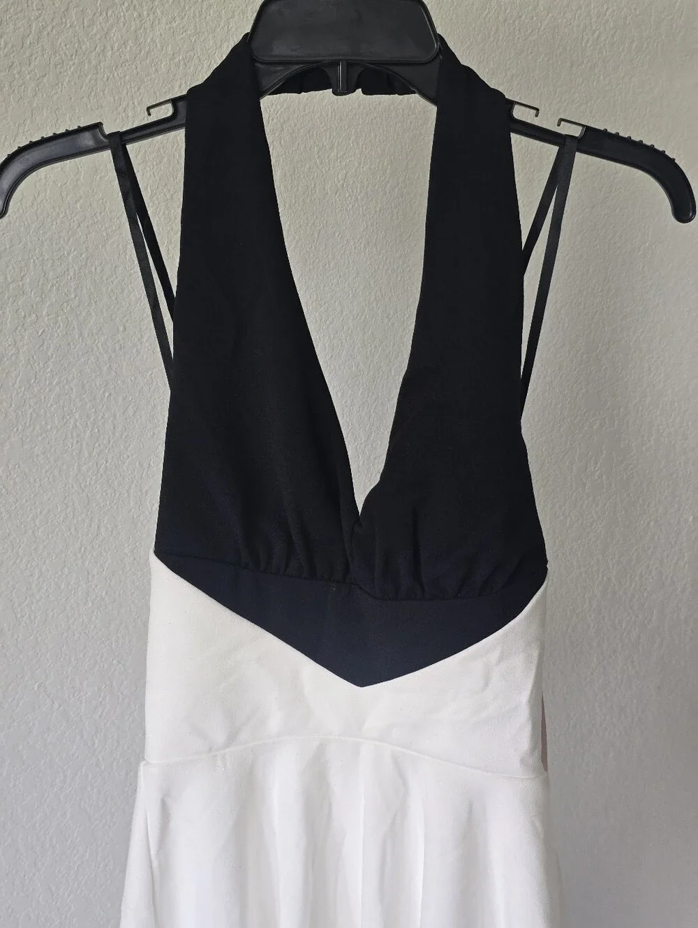 City Studio Colorblock Halter Fit & Flare Party Dress XS NWT Ivory Black Mini